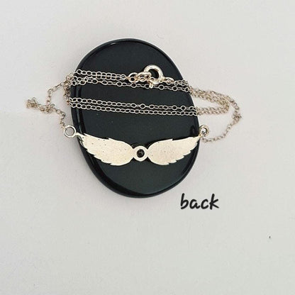 Sterling Silver Angel Wing Necklace: Crystal Guardian Angel Pendant