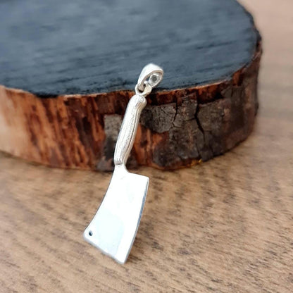 Sterling Silver Cleaver Pendant - Butcher Knife Necklace