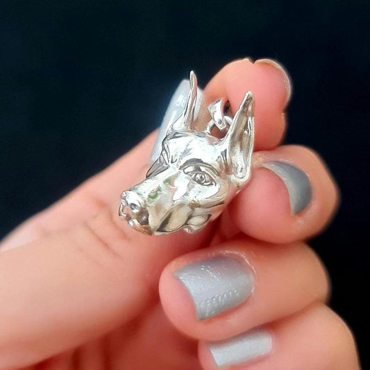 Handmade Sterling Silver Doberman Pendant: Dog Lover Statement Piece
