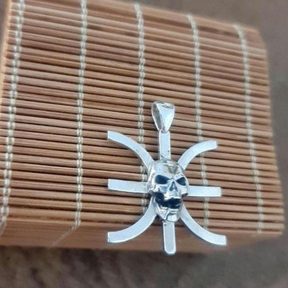 Handmade Sterling Silver Skull Pendant: Greek Epsilon Symbol