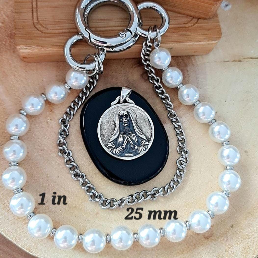 925 Silver Santa Muerte Pendant: Handmade Gothic Necklace