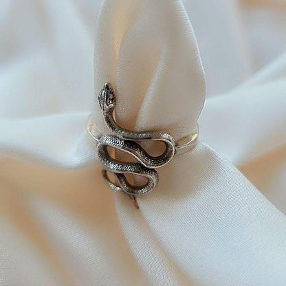 Handmade Sterling Silver Snake Ring: Ouroboros Design