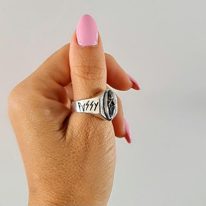 Handmade Gothic Sterling Silver "PU**Y LOVER" Ring
