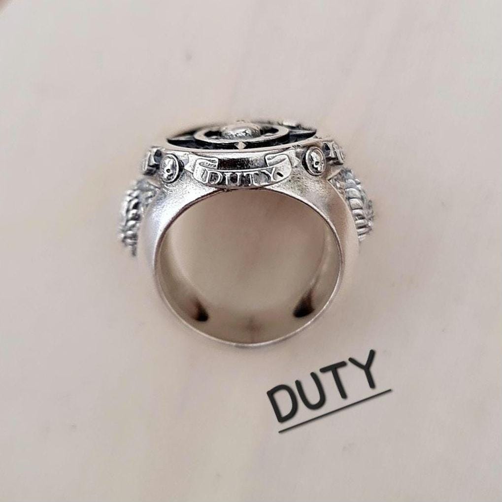 Nautical Pirate Ring - Discover Adventure ,Style with our Punk-Inspired  Signet Ring  925 Sterling silver