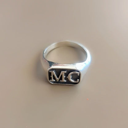Handmade Sterling Silver MC Biker Ring: Edgy Outlaw Motorcycle Jewelry