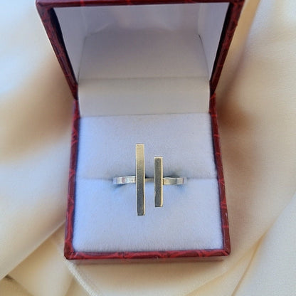 Handmade Sterling Silver Parallel Bars Ring: Minimalist Geometric Jewelry