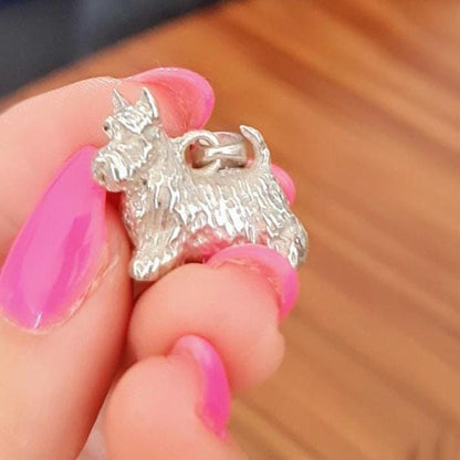 Scottish Terrier  figurine pendant- Sculpture-Realistic Scottie Model - 925 sterling silver Solid & Sturdy