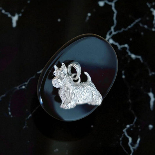 Scottish Terrier  figurine pendant- Sculpture-Realistic Scottie Model - 925 sterling silver Solid & Sturdy