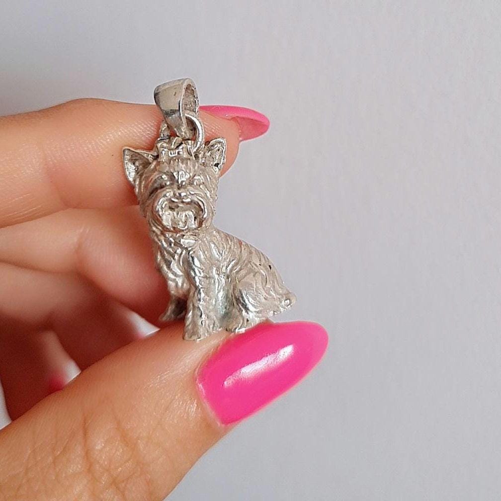 Handmade Sterling Silver Yorkshire Terrier Pendant: Sculpted Dog Jewelry