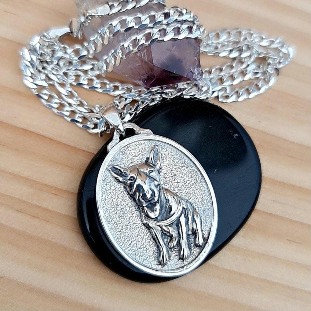Custom Sterling Silver Dog Portrait Pendant: Handmade Pet Memorial Charm