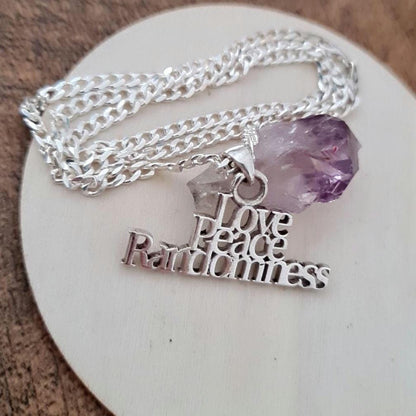 Love Peace Randomness Pendant - Sterling Silver Spiritual Necklace