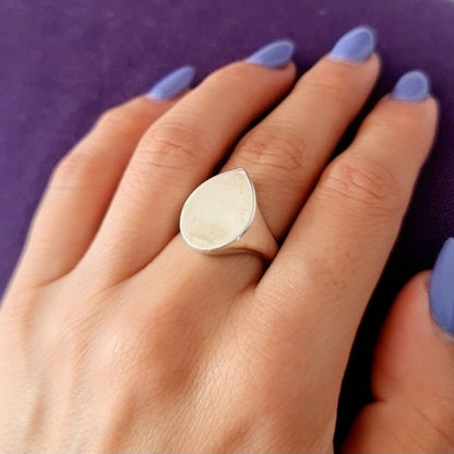 Handmade Sterling Silver Teardrop Ring: Geometric Point Design