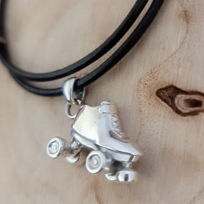 Handmade Sterling Silver Roller Skate Pendant: Skater Jewelry