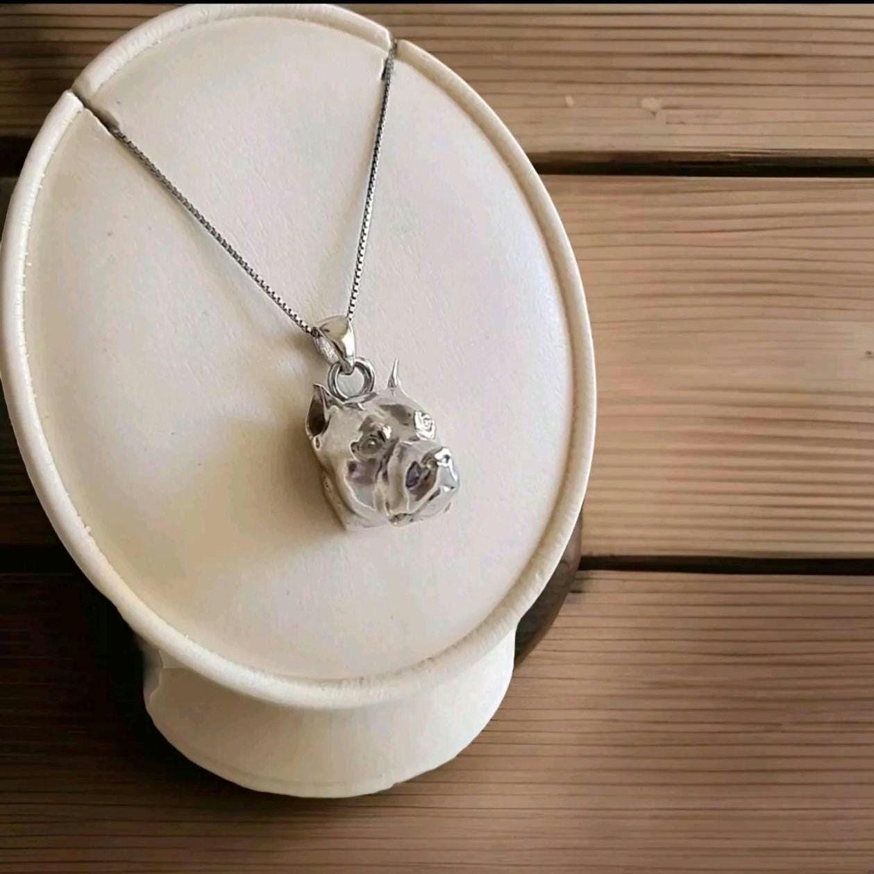 Handmade Sterling Silver Pitbull Pendant: Bold Dog Lover Gift