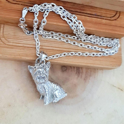 Handmade Sterling Silver Yorkshire Terrier Pendant: Sculpted Dog Jewelry
