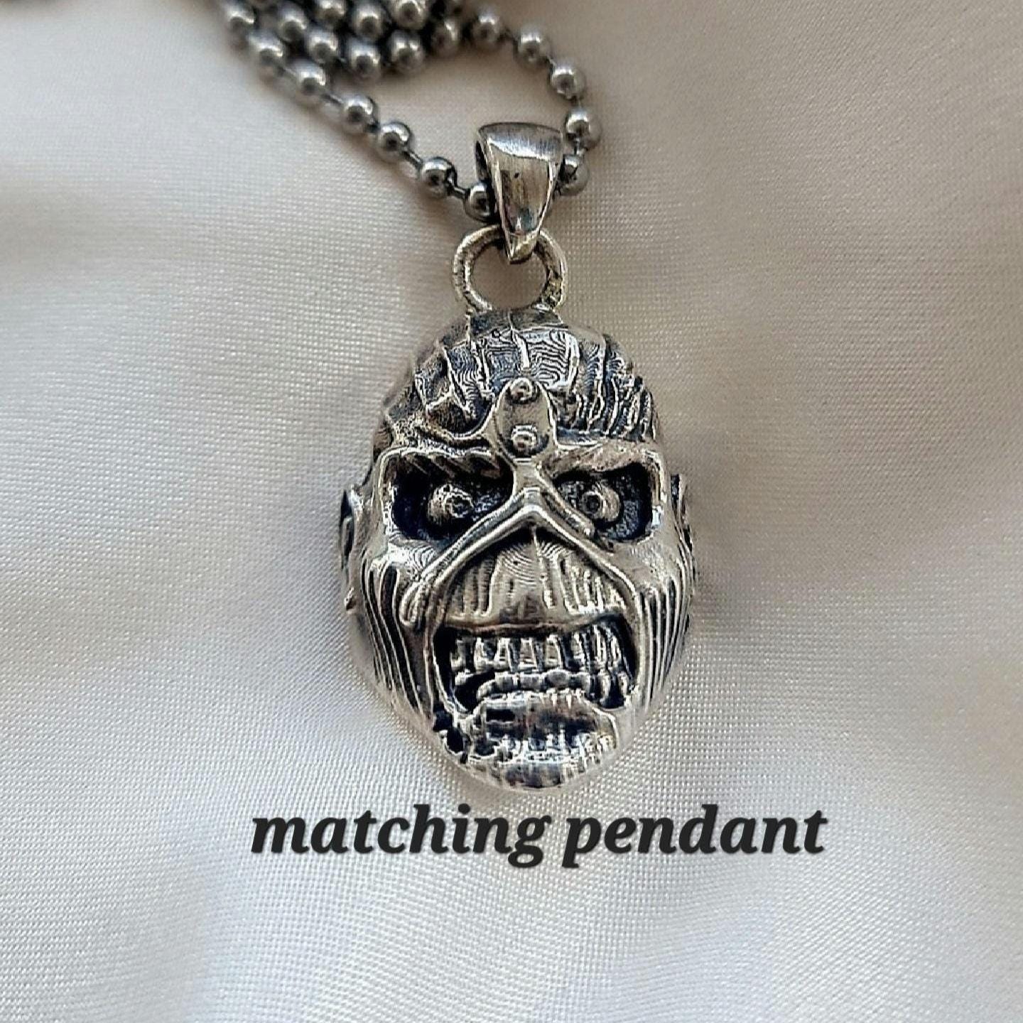 Handmade Sterling Silver Eddie Skull Ring - Biker Punk Rock