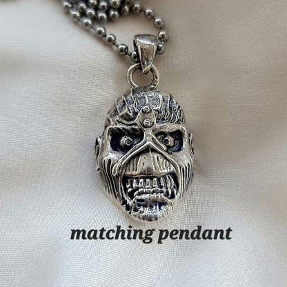 Handmade Sterling Silver Eddie Skull Ring - Biker Punk Rock
