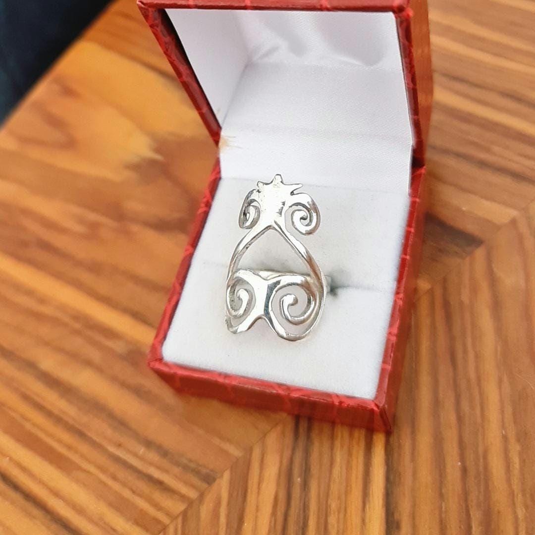 Handmade Sterling Silver Sankofa Ring: African Adinkra Jewelry