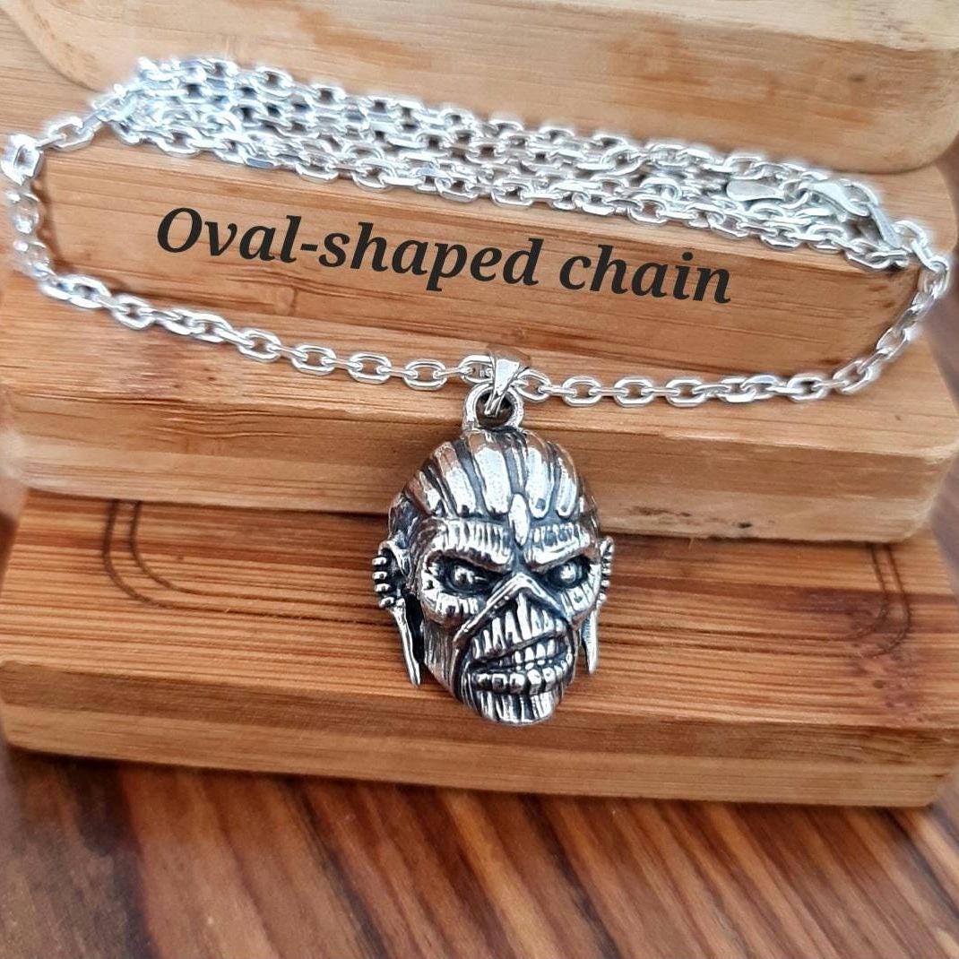 Handmade Sterling Silver Eddie Mayan Warrior Skull Pendant -Rock Heavy metal jewelry