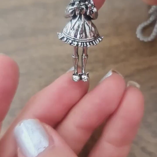 Anime Catgirl Necklace: Pewter Art Deco Pendant, Stainless Steel Chain